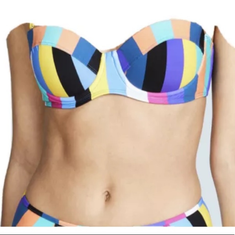Diane Von Furstenburg DVF Constructed Bandeau Bikini Top Harper Stripe Multi L